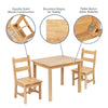Solid Hardwood Table and Chair Set - 3 Piece Set - Natural