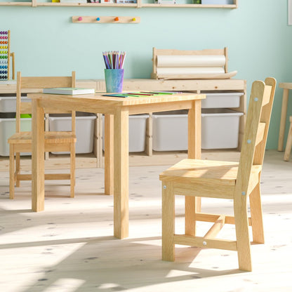 Solid Hardwood Table and Chair Set - 3 Piece Set - Natural