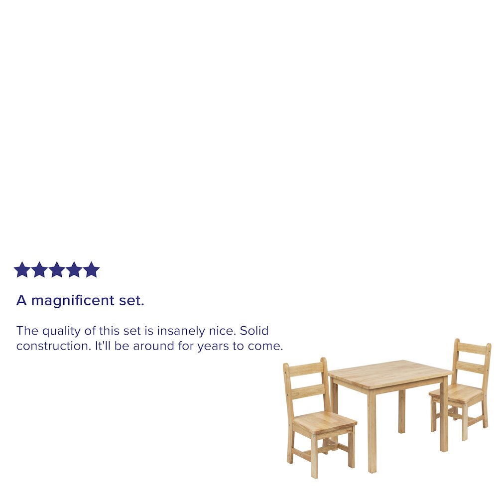 Solid Hardwood Table and Chair Set - 3 Piece Set - Natural