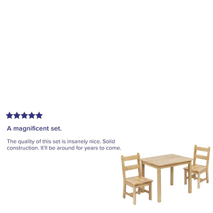 Solid Hardwood Table and Chair Set - 3 Piece Set - Natural