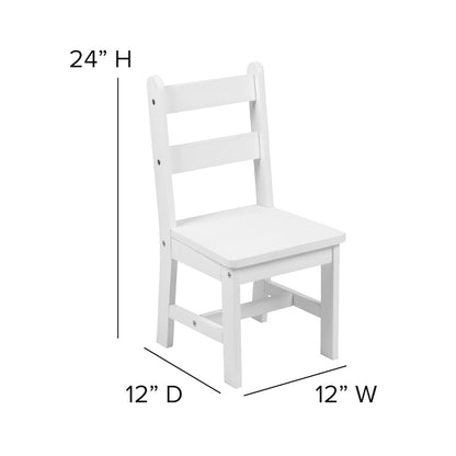 Solid Hardwood Table and Chair Set - 3 Piece Set - White