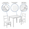 Solid Hardwood Table and Chair Set - 3 Piece Set - White