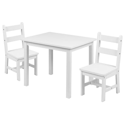 Solid Hardwood Table and Chair Set - 3 Piece Set - White