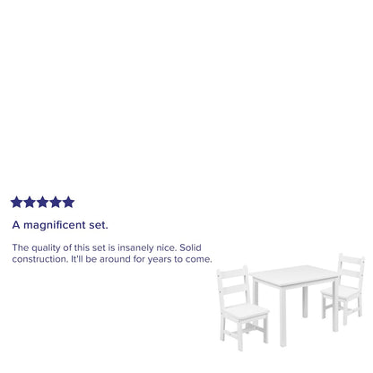 Solid Hardwood Table and Chair Set - 3 Piece Set - White