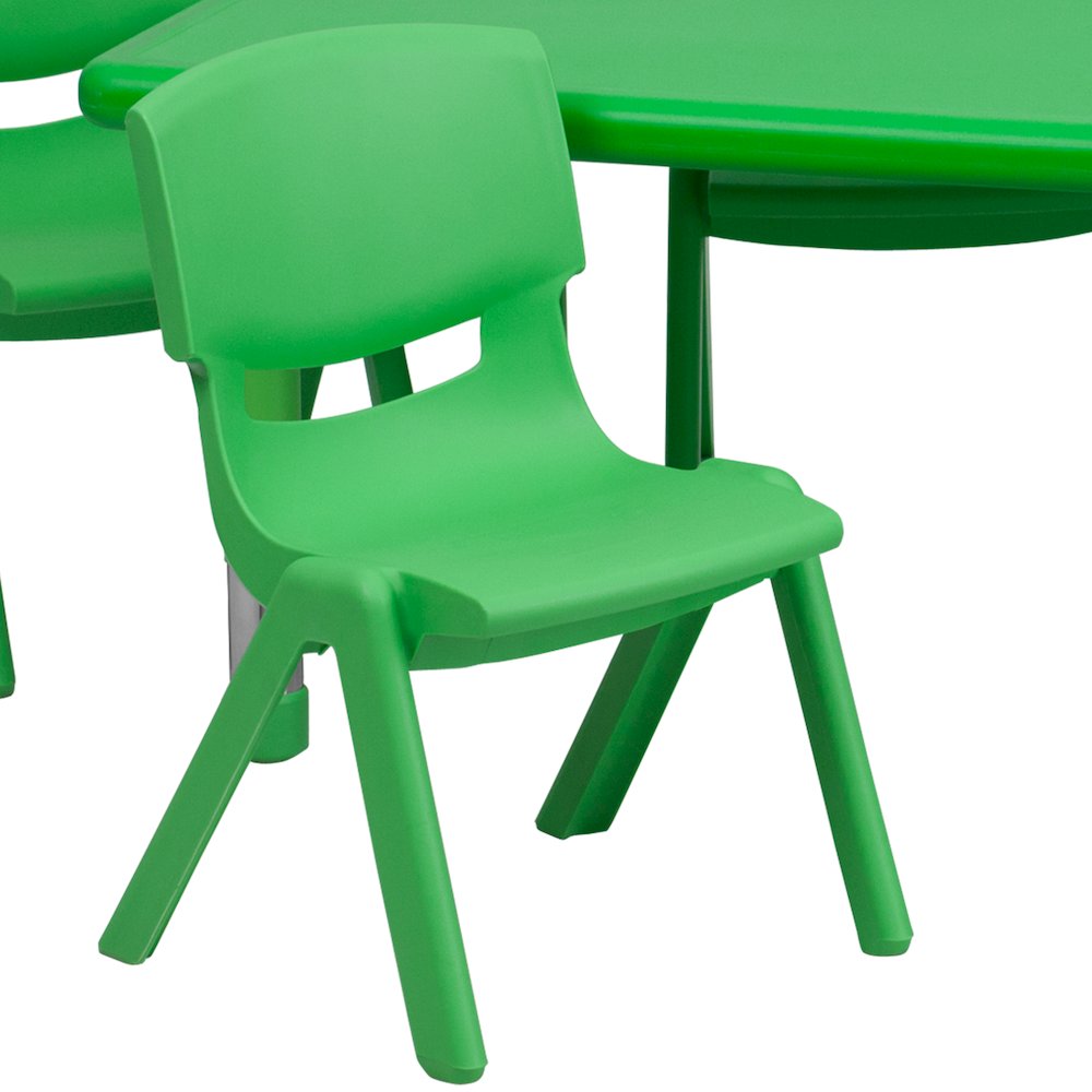 24''W x 48''L Green Plastic Height Adjustable Activity Table Set with 6 Chairs