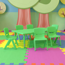 24''W x 48''L Green Plastic Height Adjustable Activity Table Set with 6 Chairs