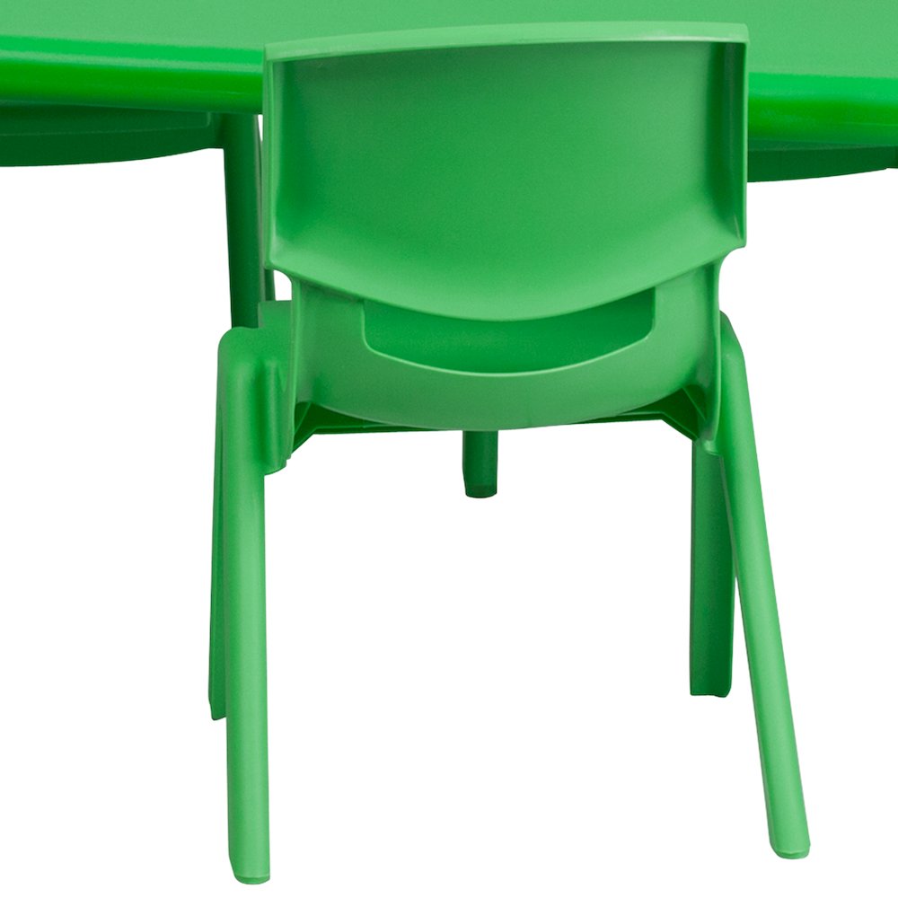 24''W x 48''L Rectangular Green Plastic Height Adjustable Activity Table Set with 4 Chairs