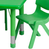 24''W x 48''L Rectangular Green Plastic Height Adjustable Activity Table Set with 4 Chairs