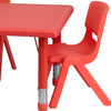 24''W x 48''L Red Plastic Height Adjustable Activity Table Set with 4 Chairs