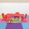24''W x 48''L Red Plastic Height Adjustable Activity Table Set with 4 Chairs