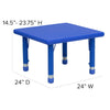 24'' Square Blue Plastic Height Adjustable Activity Table