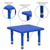 24'' Square Blue Plastic Height Adjustable Activity Table