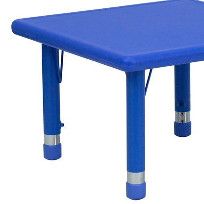 24'' Square Blue Plastic Height Adjustable Activity Table