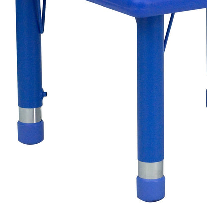 24'' Square Blue Plastic Height Adjustable Activity Table