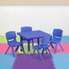 24'' Square Blue Plastic Height Adjustable Activity Table Set with 4 Chairs