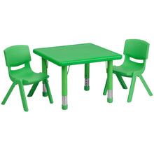 24'' Square Green Plastic Height Adjustable Activity Table Set with 2 Chairs Green Plastic