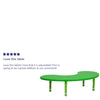 35''W x 65''L Half-Moon Green Plastic Height Adjustable Activity Table