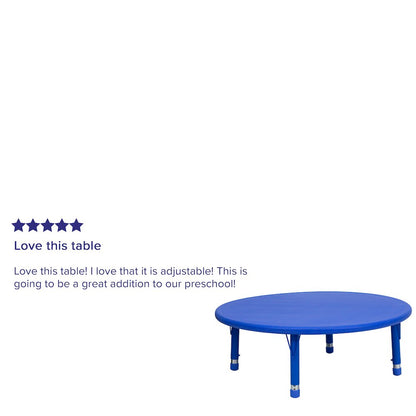45'' Round Blue Plastic Height Adjustable Activity Table