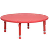 45'' Round Red Plastic Height Adjustable Activity Table