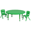 45'' Round Green Plastic Height Adjustable Activity Table Set with 2 Chairs