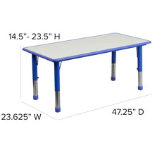 23.625''W x 47.25''L Blue Plastic Height Activity Table Set with 4 Chairs