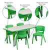 23.625''W x 47.25''L Green Plastic Height Activity Table Set with 4 Chairs