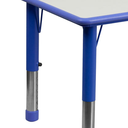23.625''W x 47.25''L Blue Plastic Height Activity Table Set with 6 Chairs