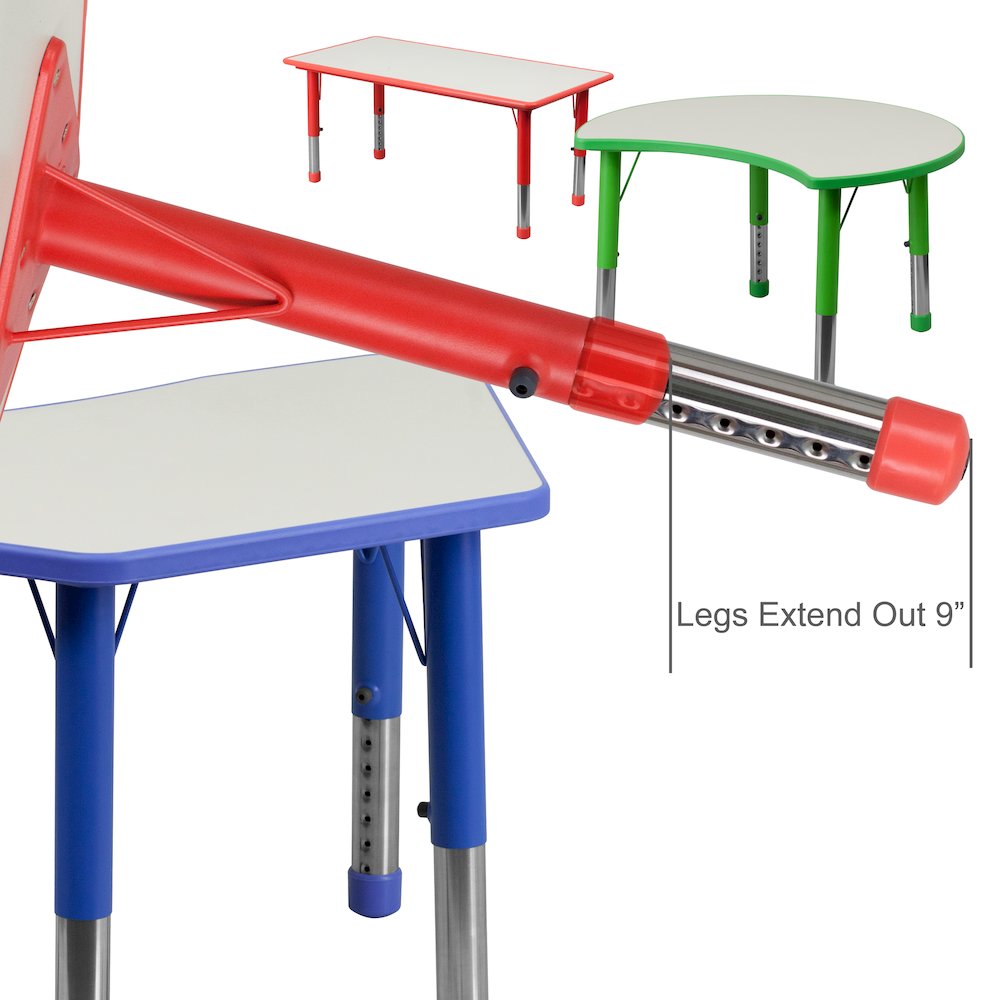 23.625''W x 47.25''L Blue Plastic Height Activity Table Set with 6 Chairs