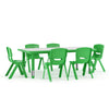 23.625''W x 47.25''L Green Plastic Height Activity Table Set with 6 Chairs