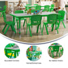 23.625''W x 47.25''L Green Plastic Height Activity Table Set with 6 Chairs