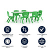 23.625''W x 47.25''L Green Plastic Height Activity Table Set with 6 Chairs