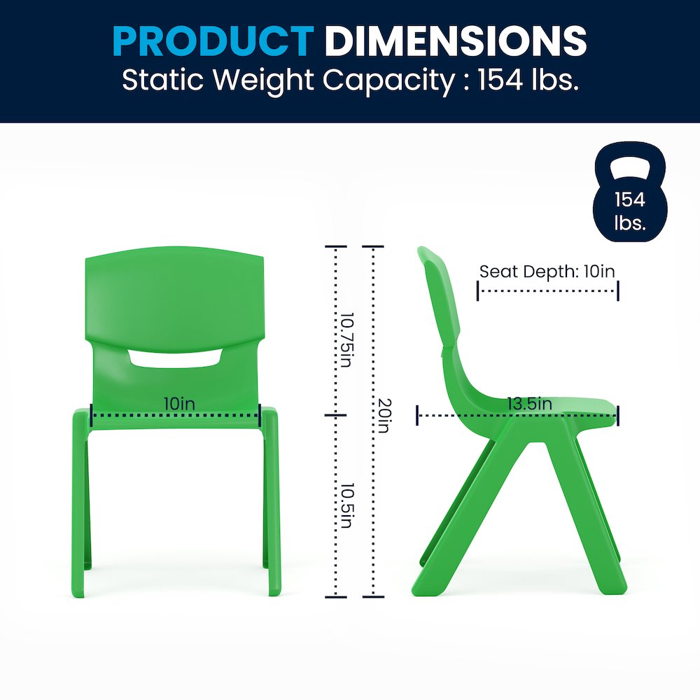 23.625''W x 47.25''L Green Plastic Height Activity Table Set with 6 Chairs