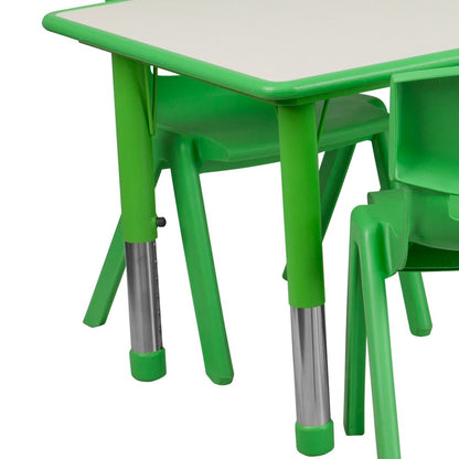 23.625''W x 47.25''L Green Plastic Height Activity Table Set with 6 Chairs