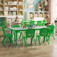 23.625''W x 47.25''L Green Plastic Height Activity Table Set with 6 Chairs