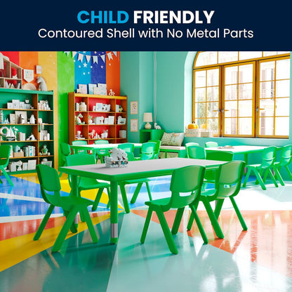23.625''W x 47.25''L Green Plastic Height Activity Table Set with 6 Chairs