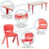 23.625''W x 47.25''L Red Plastic Height Activity Table Set with 6 Chairs