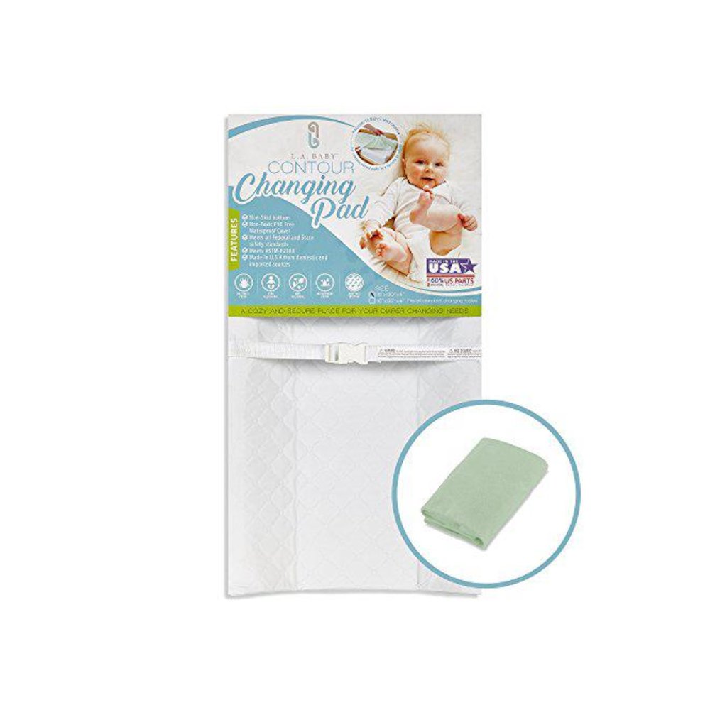 [Combo Pack] Contoured Waterproof Diaper Changing Pad, 32" with Bonus Washable Mint Terry Cover