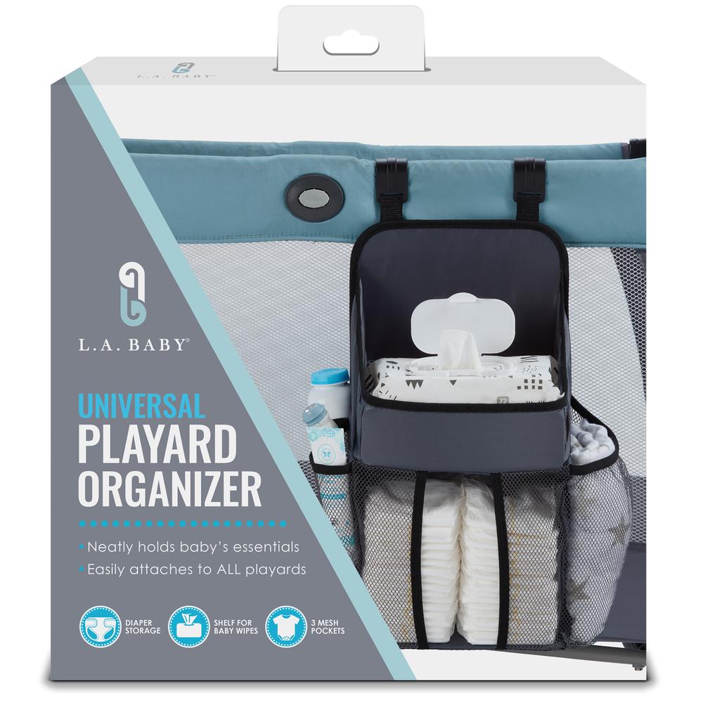 Universal Playard Nursery Organizer and Diapers Organizer | Baby Diaper Caddy for Baby's Essentials - Gray