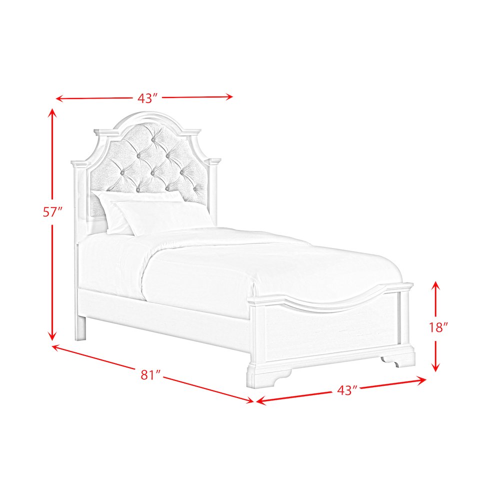 Ulysses Youth Twin UPH 3PC Bedroom Set in White