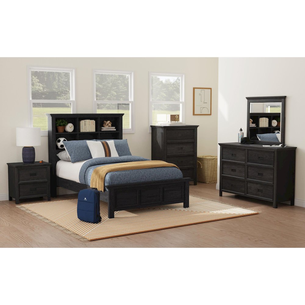 Hampton Kids 2-Drawer Nightstand with USB in Charcoal