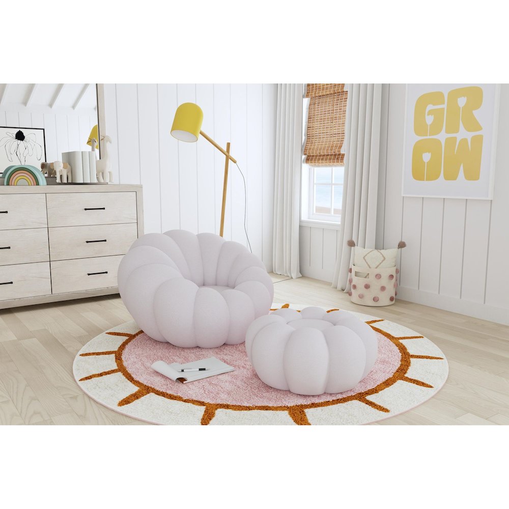 Pumpkin Swivel Chair and Ottoman in Grey
