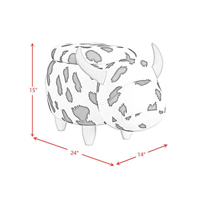 Buttercup Cow Storage Stool in White and Black