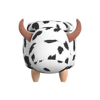 Buttercup Cow Storage Stool in White and Black