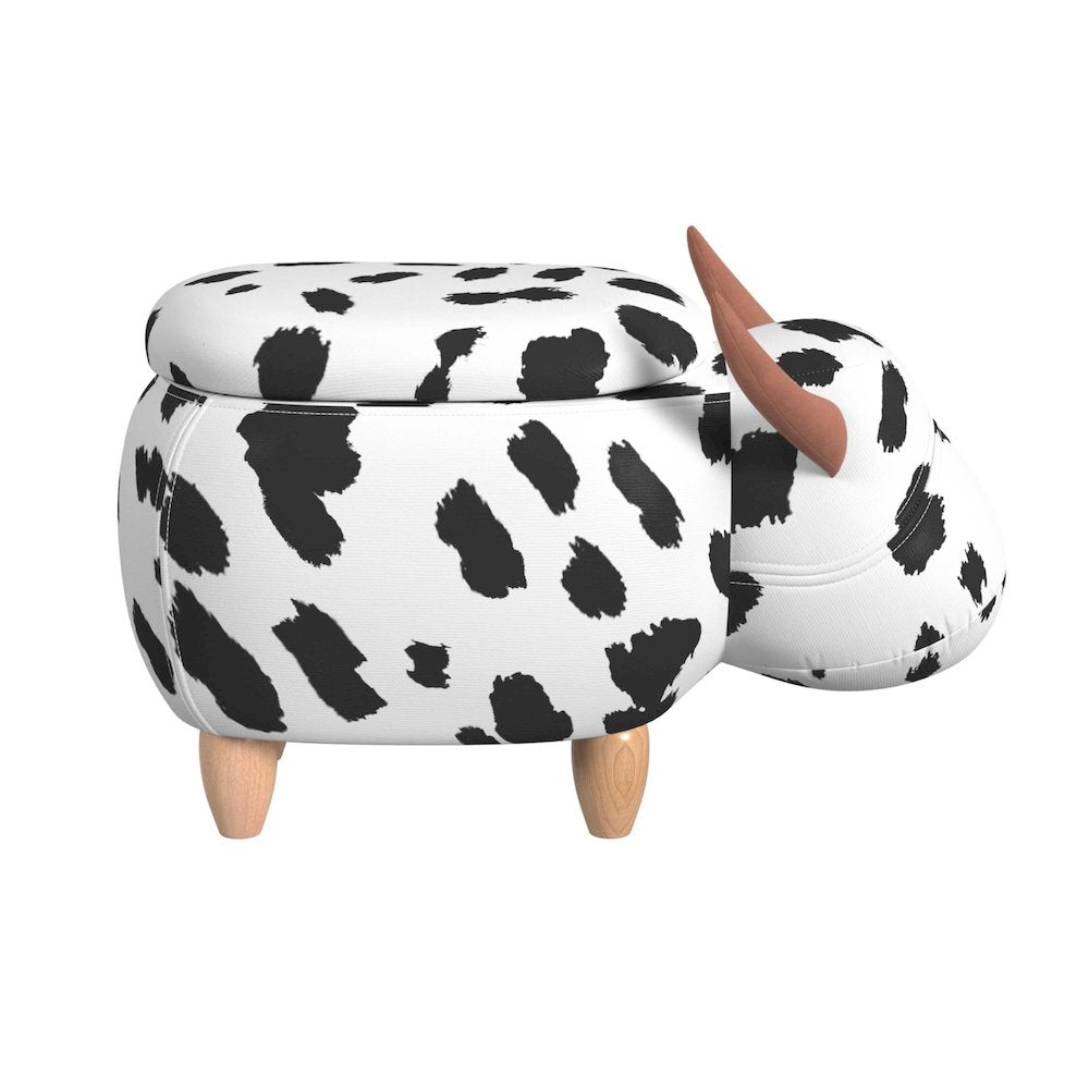 Buttercup Cow Storage Stool in White and Black