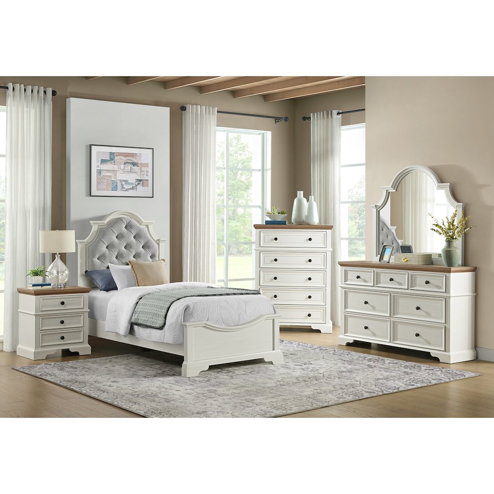 Ulysses Youth Twin UPH 5PC Bedroom Set in White