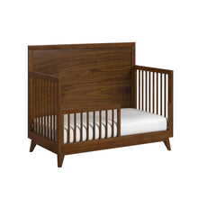 Malia Crib with High Headboard and Guardrail in Walnut