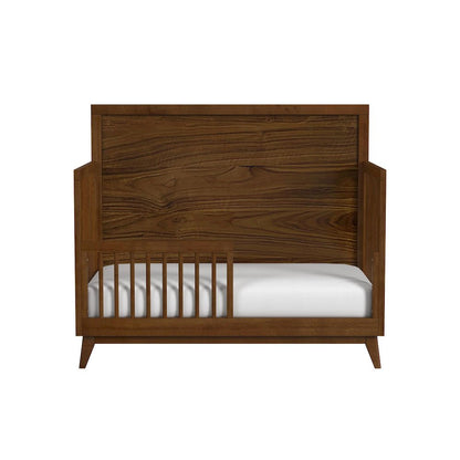 Malia Crib with High Headboard and Guardrail in Walnut