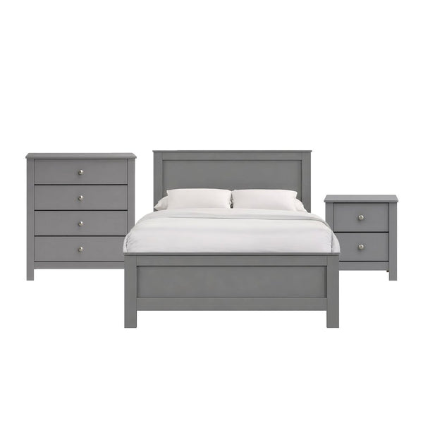 Santino Full Panel 3PC Bedroom Set in Grey