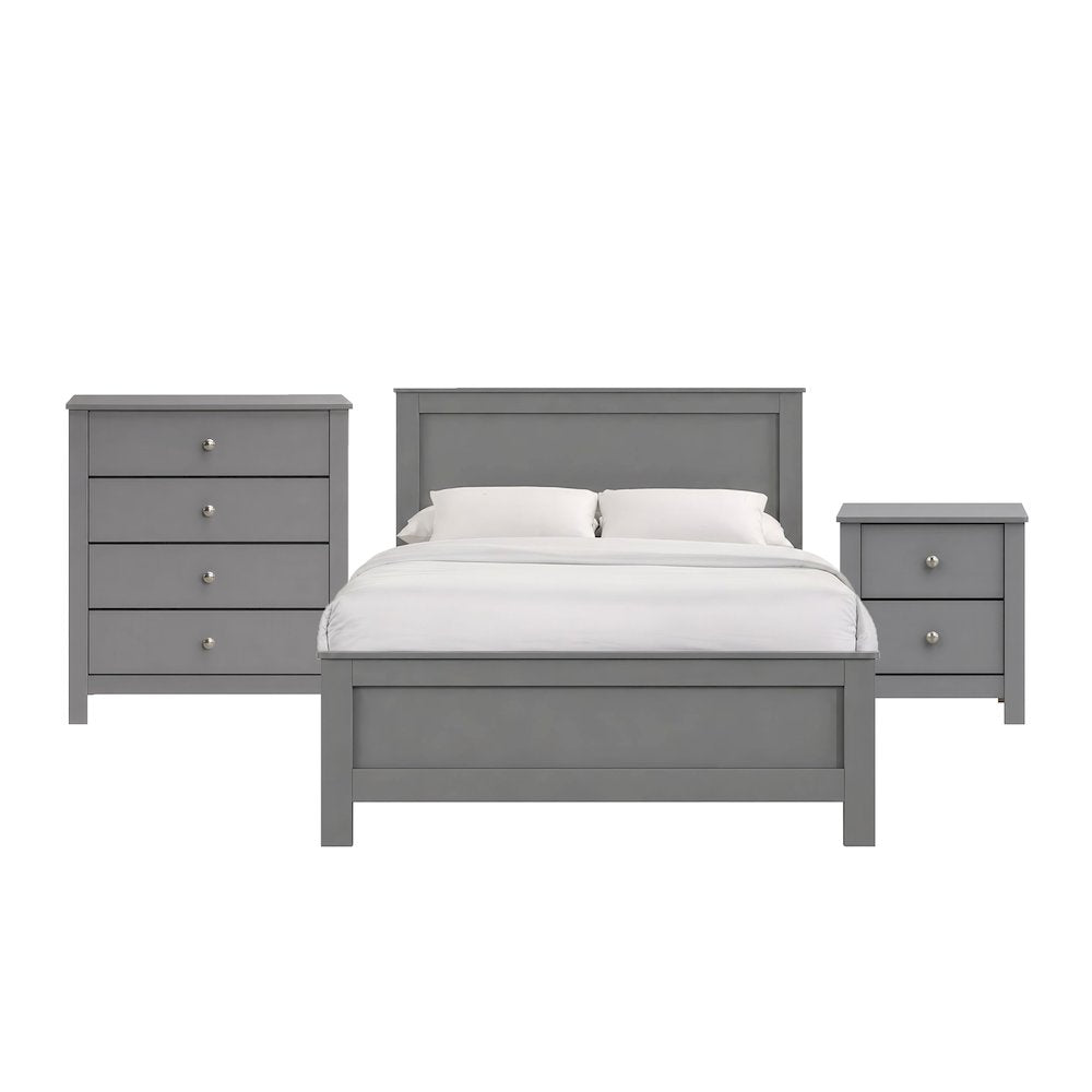 Santino Full Panel 3PC Bedroom Set in Grey