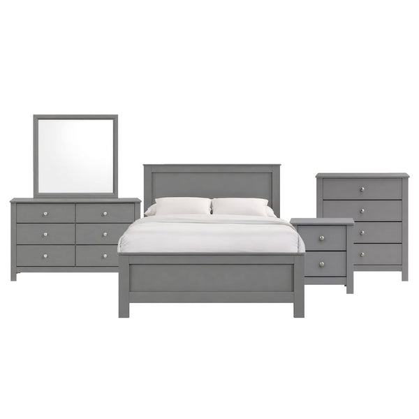 Santino Full Panel 5PC Bedroom Set in Grey